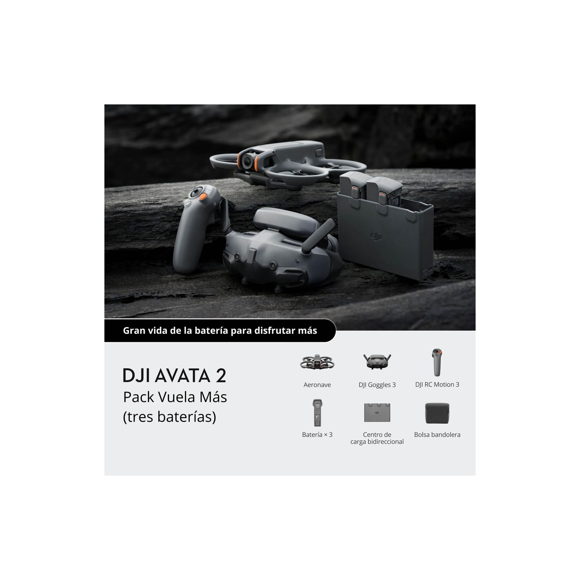 Pack DJI Avata 2 vuela más tres baterías