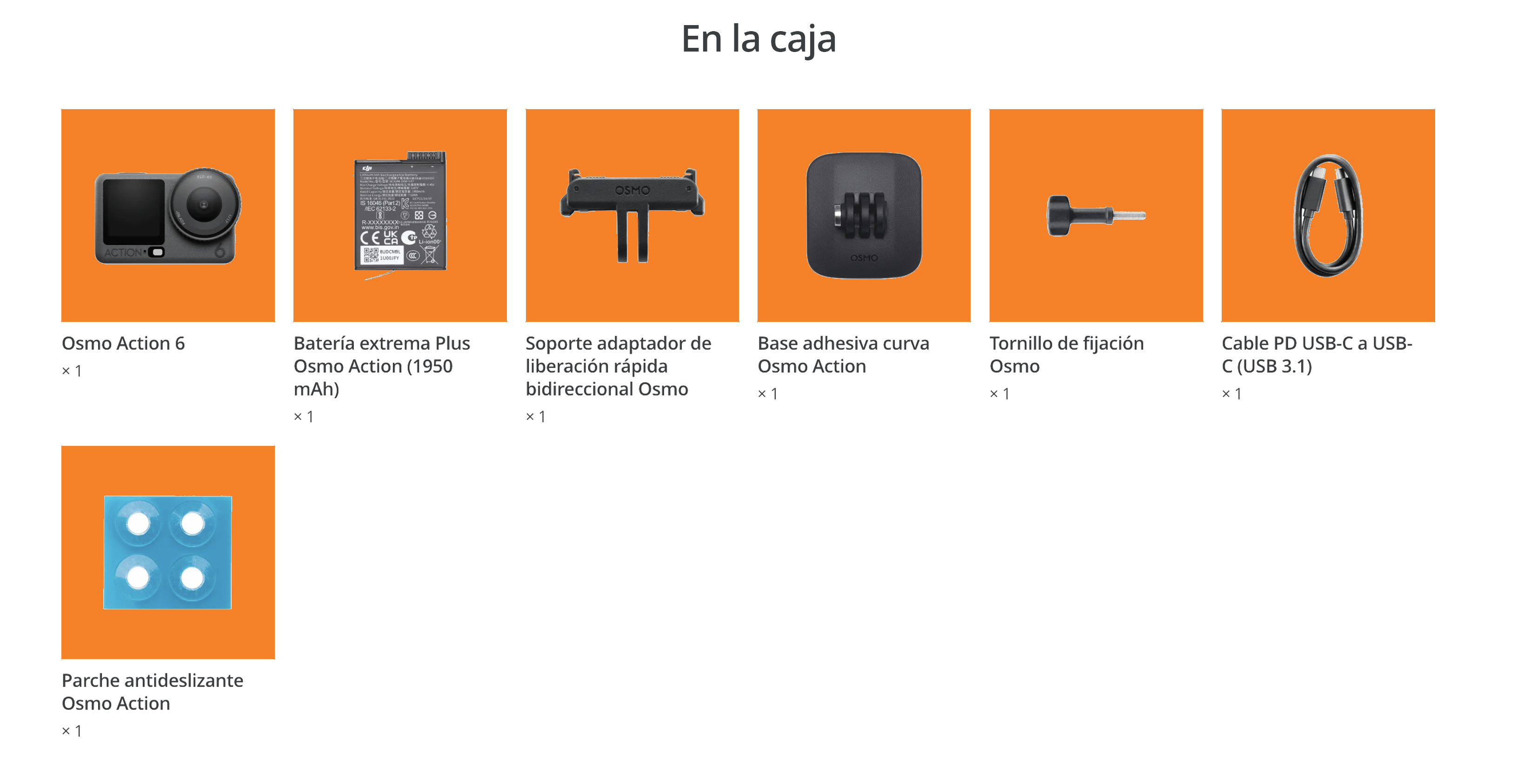 Qué hay en la caja del Pack Estándar DJI Osmo Action 6?